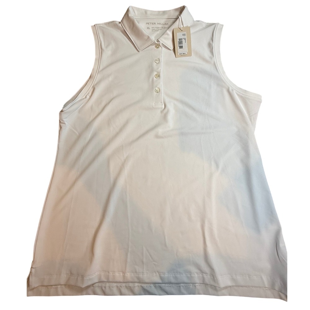 Peter Millar Womens XL White Sleeveless Golf Polo Shirt NWT LE0EK12S